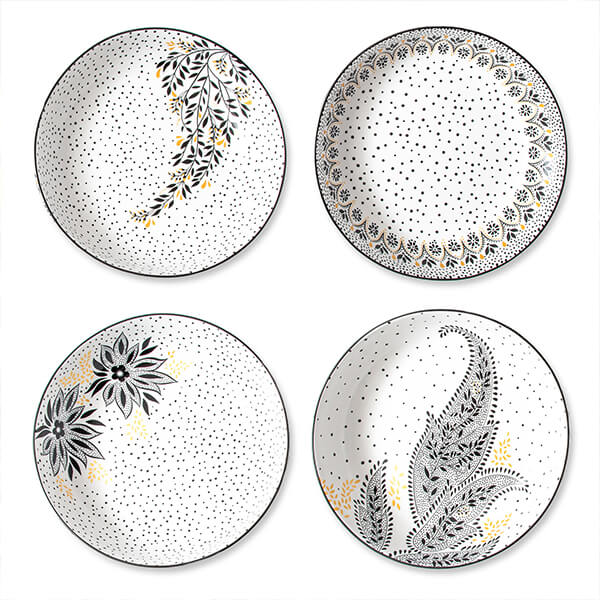 Sara Miller Artisanne Noir Set of 4 Low Bowls