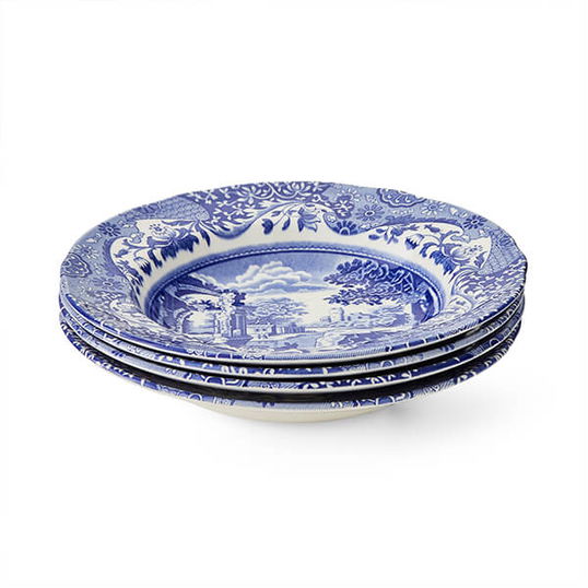 Spode Blue Italian Set of 4 23cm Soup Plates