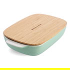 KitchenAid Pistachio Large 32cm Stoneware Rectangular Dish with Bamboo Lid