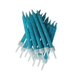 Anniversary House Glitter Candles Blue with Holders Pack of 12