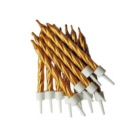 Anniversary House Metallic Candles Gold with Holders Pack of 12