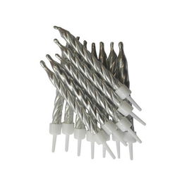 Anniversary House Metallic Candles Silver with Holders Pack of 12