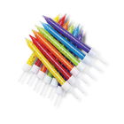 Anniversary House Glitter Candles Multi-Coloured Rainbow Mix with Holders Pack of 12