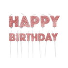 Anniversary House Happy Birthday Pick Candles Rose Gold Glitter Pack of 13