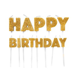 Anniversary House Happy Birthday Pick Candles Gold Glitter Pack of 13