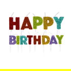 Anniversary House Happy Birthday Pick Candles Rainbow Glitter Pack of 13