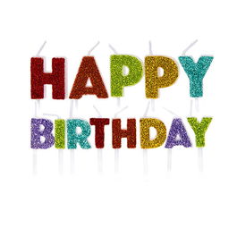 Anniversary House Happy Birthday Pick Candles Rainbow Glitter Pack of 13