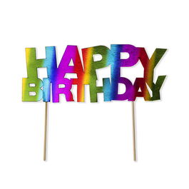 Anniversary House Rainbow Happy Birthday Cake Topper Foil