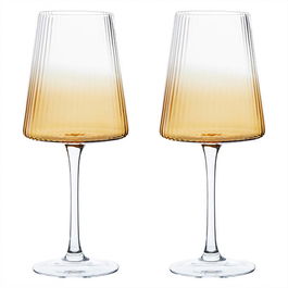 Anton Studios Empire Set of 2 Wine Glasses Amber
