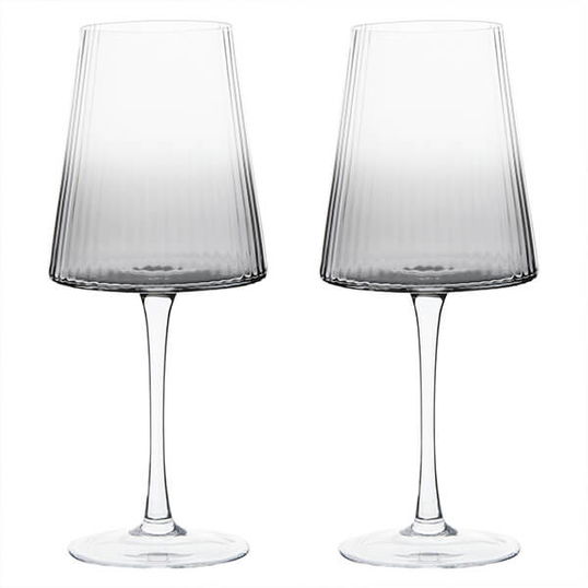 Anton Studios Empire Set of 2 Wine Glasses Smoke