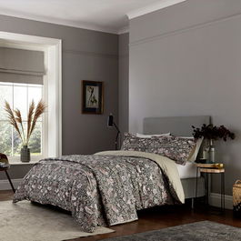 Morris & Co Strawberry Thief Duvet Cover Single Charcoal