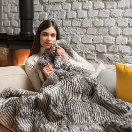 Dreamland Hygge Days Luxury Faux Fur Warming Throw Zebra