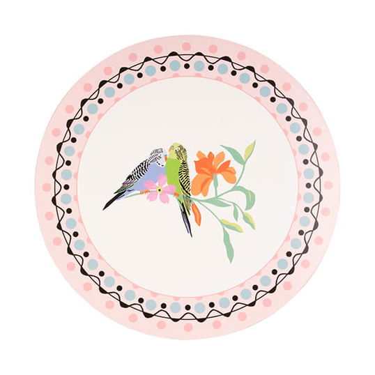 Cath Kidston Painted Table Set Of 4 Budgie Cork Backed Round Placemats