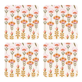 Cath Kidston Painted Table Set Of 4 Cork Backed Square Coasters