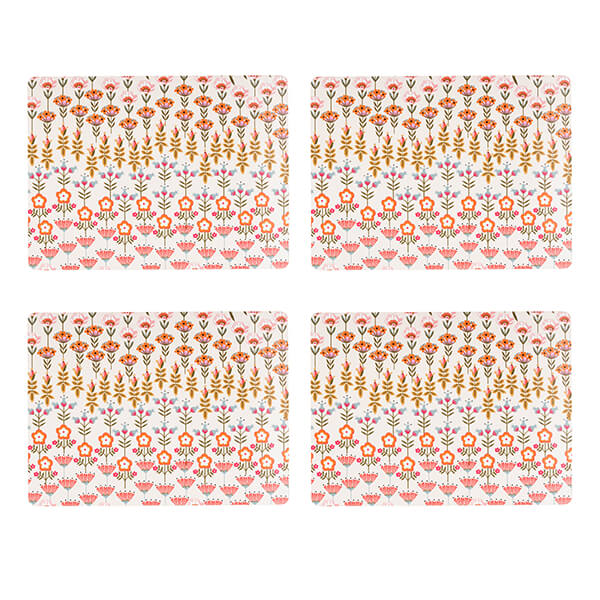 Cath Kidston Painted Table Set Of 4 Cork Backed Rectangular Placemats