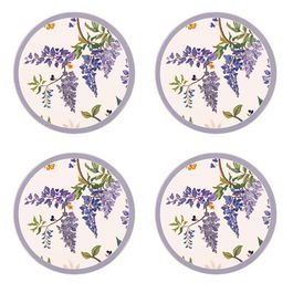 Cath Kidston Wisteria Set Of 4 Cork Backed Round Coasters
