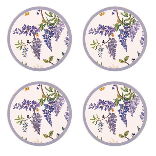 Cath Kidston Wisteria Set Of 4 Cork Backed Round Coasters