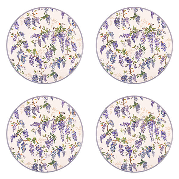 Cath Kidston Wisteria Set Of 4 Cork Backed Round Placemats