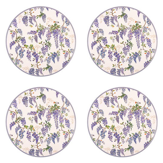 Cath Kidston Wisteria Set Of 4 Cork Backed Round Placemats