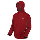 Regatta Men`s Matt Lightweight Waterproof Jacket With Concealed Hood Delhi Red Magnet Grey Size L