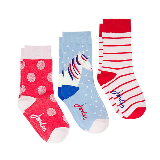 Joules Horse Spot Stripe Pack of 3 Brill Bamboo Socks Size 6-8.5