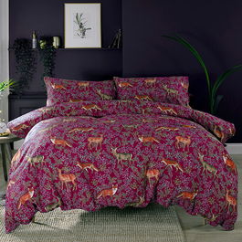 Deyongs Fox and Deer Duvet Set Mulberry Super King