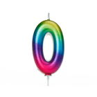 Anniversary House Age 0 Metallic Numeral Moulded Pick Candle Rainbow