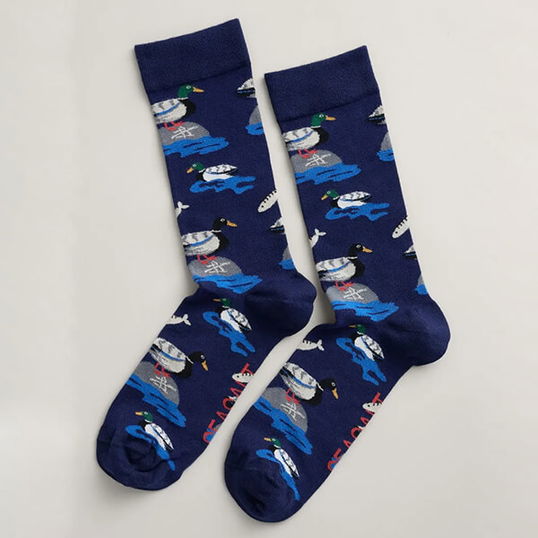 Seasalt Men`s Bamboo Arty Socks Cober Valley Maritime