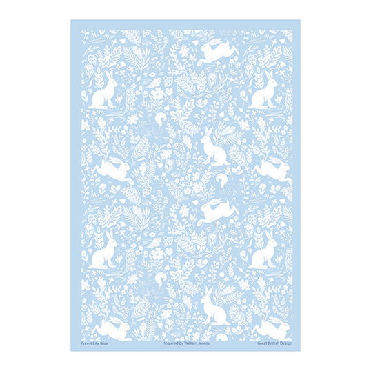William Morris Forest Life Blue Cotton Tea Towel