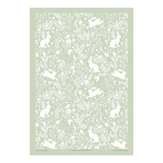 William Morris Forest Life Green Cotton Tea Towel