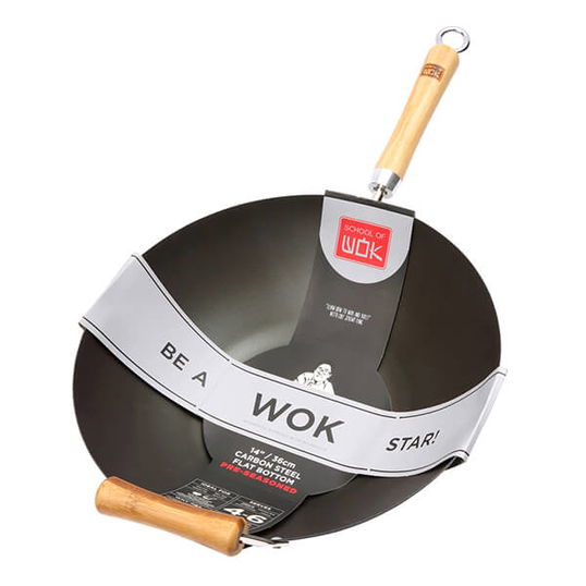 School of Wok 36cm Pre-Seasoned Carbon Steel Wok