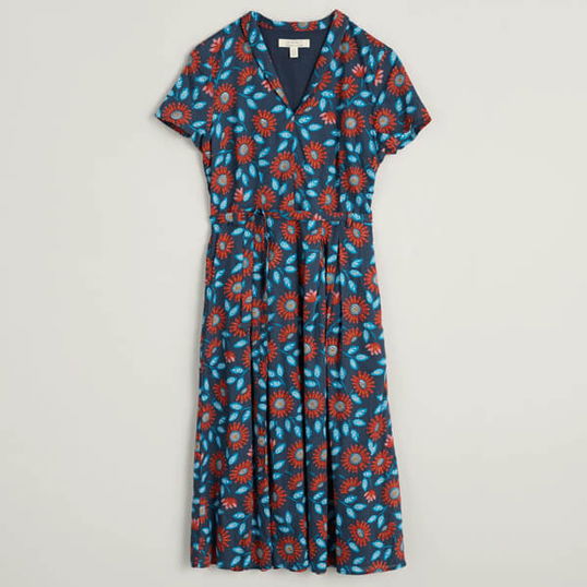Seasalt Top Terrace Dress Woodcut Sunflower Night Size 12