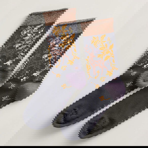 Seasalt Snowy Scenes Socks Lace Deer Bitter Cocoa