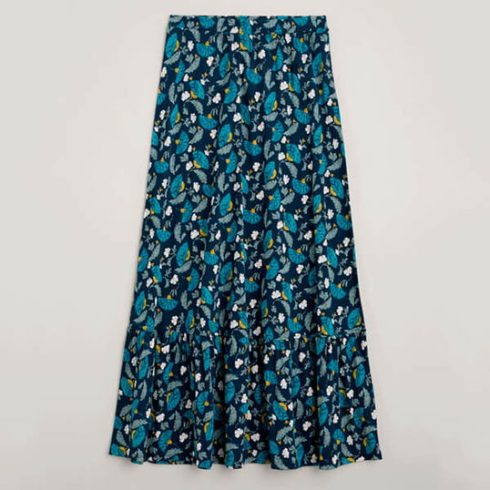Seasalt Guiding Light Maxi Skirt Inky Brocade Maritime Size 14