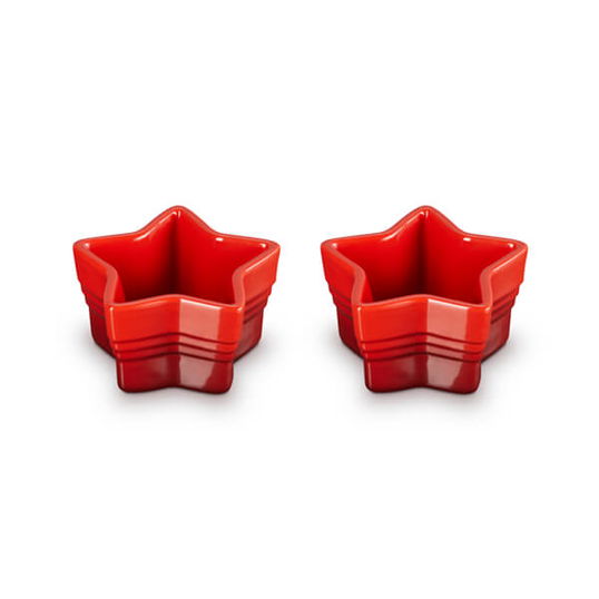 Le Creuset Cerise Stoneware Set of 2 Star Ramekins