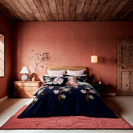 Ted Baker Opal Floral Duvet Cover Set Super King Size Navy