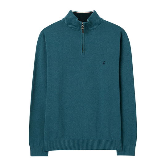 Joules Blue Marl Hillside Seasonal Quarter Zip Funnel Neck Jumper Size M