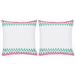 Sanderson Fusang Tree Pair of Embroidered Square Pillowcases Peach Blossom