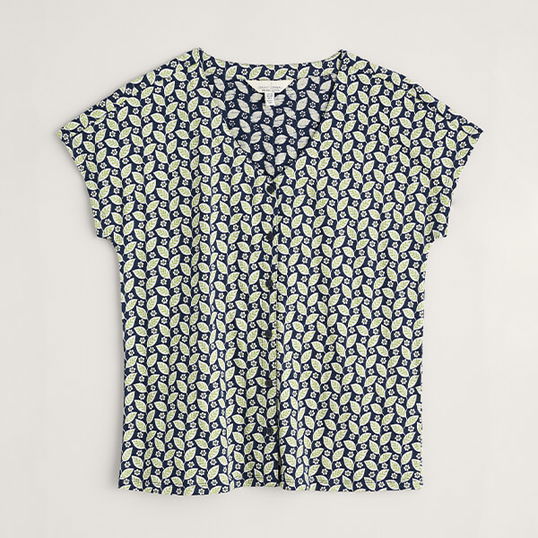 Seasalt Studio Glass V-Neck Top Climbing Leaf Maritime Size 10