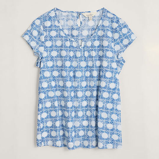 Seasalt Garden Gate Top II Raffia Dots Chalk Size 14
