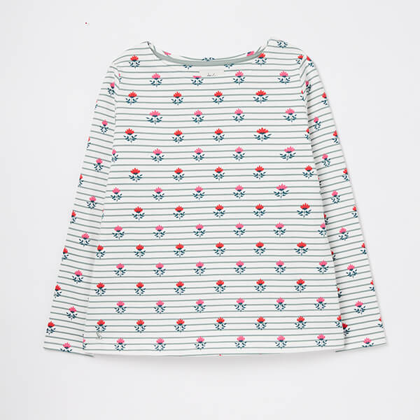 Joules Green Foulard Harbour Long Sleeve Jersey Top Size 8