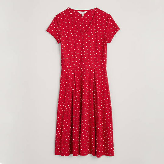 Seasalt Pier View Dress Little Sponge Spot Crimson Size 20