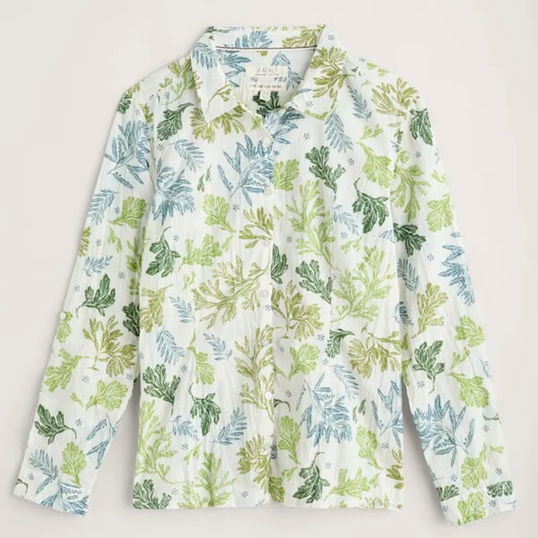 Seasalt Larissa Organic Cotton Shirt Carved Seaweed Chalk Size 18