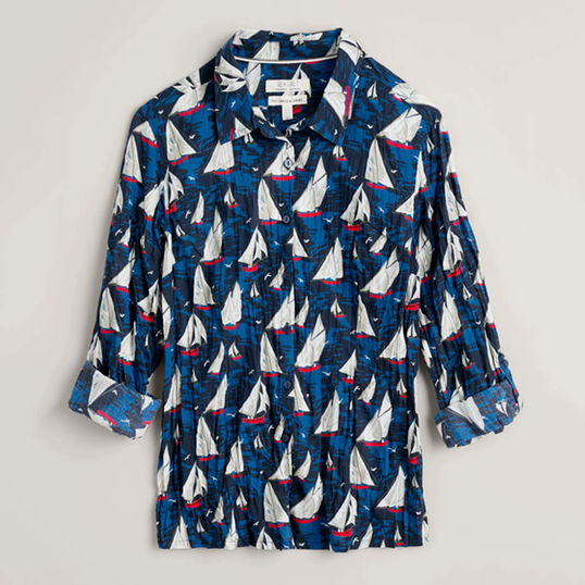 Seasalt Larissa Organic Cotton Shirt Falmouth Sails Maritime Size 8