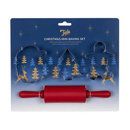 Tala Christmas Mini Baking Set Cutters and Rolling Pin