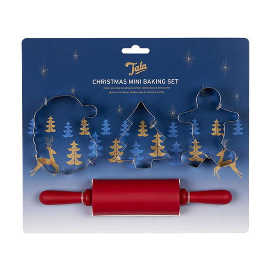 Tala Christmas Mini Baking Set Cutters and Rolling Pin