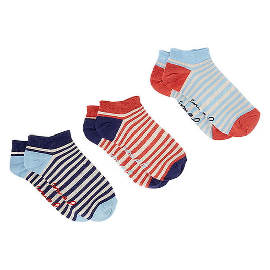 Joules Blue Multi Rilla 3 Pack Trainer Sock