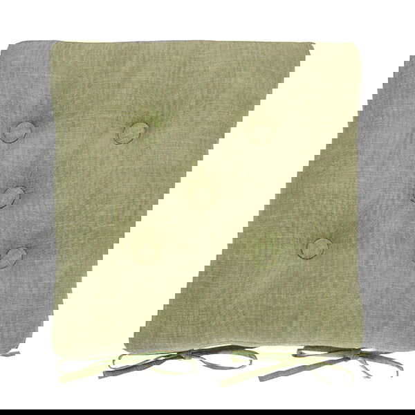 Walton & Co Chambray Seat Pad With Ties Olive