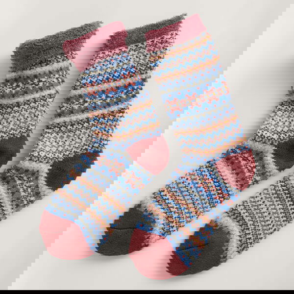 Seasalt Cabin Socks Fence Floral Mahogany