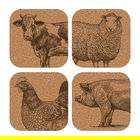 Rural Roots Farm Animals Coaster Pack of 4
